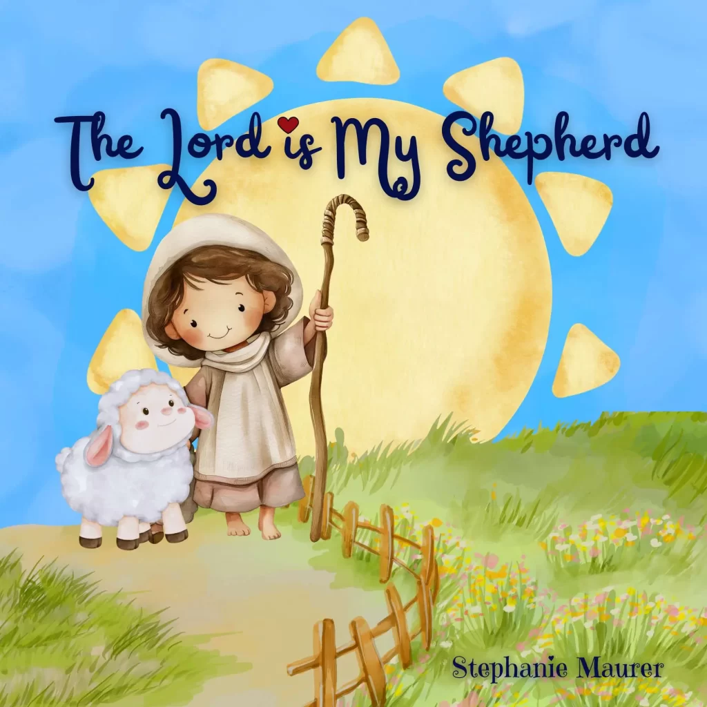 Cover of The Lord Is My Shepherd, showing a child shepherd with a lamb in rolling green hills.
